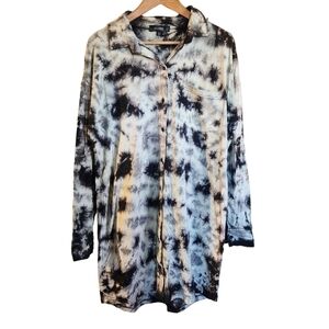 Missguided shirt  dress with button front in tie dye white blackish purple